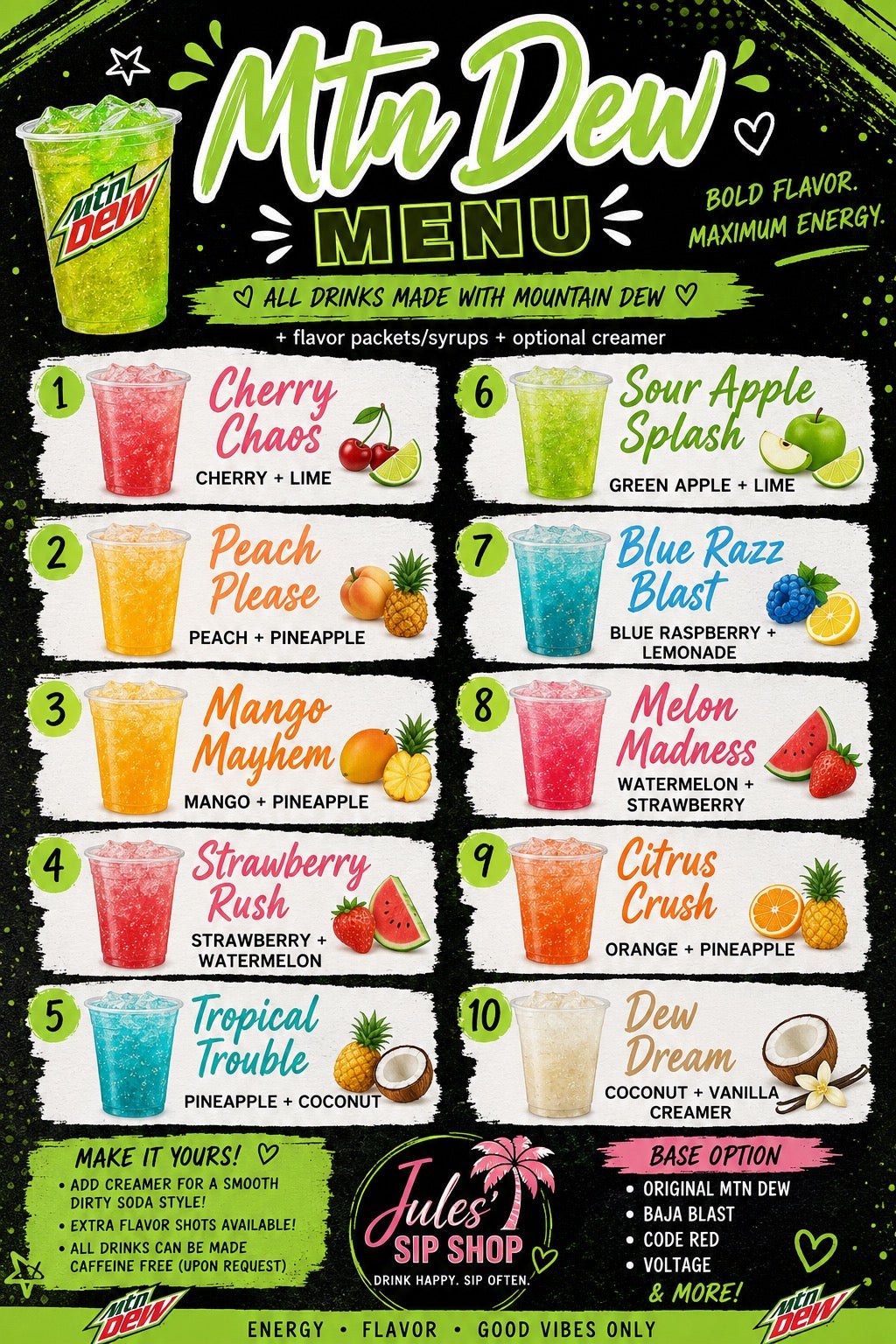 Mtn. Dew Menu