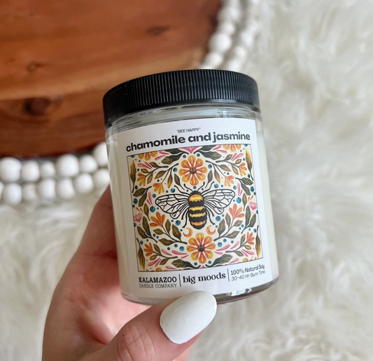 "Bee Happy" Chamomile and Jasmine - Luxury Soy Candle